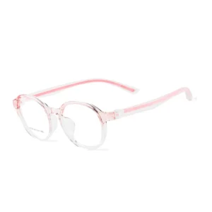 transparent pink optical glasses - TR90 round full rim frame in pink, front view