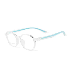 transparent blue optical glasses - TR90 round full rim frame in blue, front view
