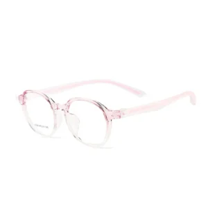 No Screw Round Optical Glasses Frame, Anti-Rust No Loose Screw Ultra Light TR90 Eyewear, Transparent Purple Full Rim Prescription Glasses for Men Women