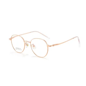 Full-Rim Stainless Steel Eyeglasses, Rose Gold — Round Optical Frame