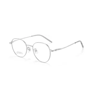 Full-Rim Stainless Steel Eyeglasses, Silver — Round Optical Frame