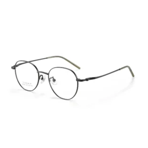 Full-Rim Stainless Steel Eyeglasses, Matte Black — Round Optical Frame