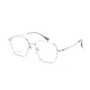 silver full rim stainless steel eyeglasses — front view