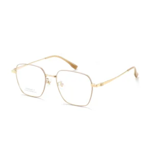 Full-Rim Stainless Steel Eyeglasses, Gold — Square Optical Frame