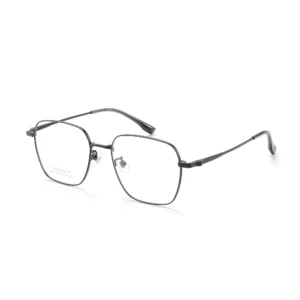 Full-Rim Stainless Steel Eyeglasses, Black — Square Optical Frame