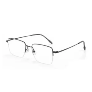 black semi-rimless stainless steel eyeglasses — front view